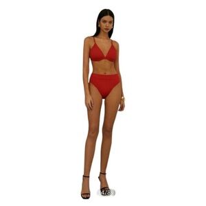 Commense Womens Red Ribbed Bikini Set XL NWT